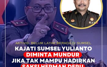 Kajati Sumsel Yulianto Diminta Mundur Jika Tak Mampu Hadirkan Saksi Herman Deru di Sidang KONI