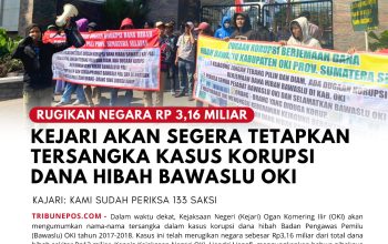 Rugikan Negara Rp 3,16 M, Tersangka Kasus Korupsi Dana Hibah Bawaslu OKI Segera Ditetapkan, 133 Saksi Telah Diperiksa
