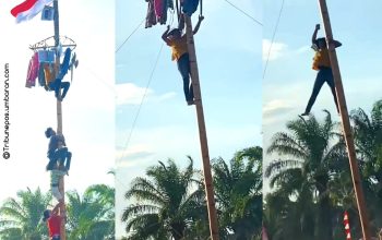 Viral: Video Detik-Detik Remaja Putri Jatuh Saat Panjat Pinang di Tanjung Senai Ogan Ilir