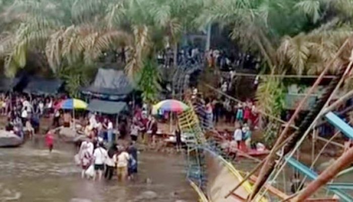 Detik-detik Tragedi Jembatan Gantung Sungai Malus Lubuklinggau Putus, 8 Orang Luka Berat