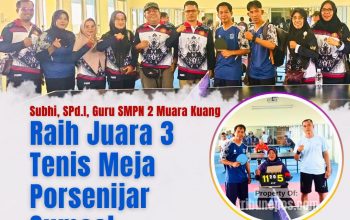 Guru SMPN 2 Muara Kuang Raih Juara 3 Tenis Meja Porsenijar Sumsel