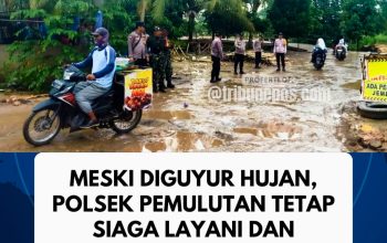 Meski Diguyur Hujan, Polsek Pemulutan Tetap Siaga Layani dan Amankan Warga