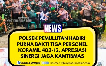 Polsek Pemulutan Hadiri Purna Bakti Tiga Personel Koramil 402-12, Apresiasi Sinergi Jaga Kamtibmas
