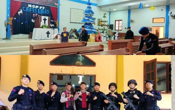 Pengamanan Natal, Brimob Kompi 2 Batalyon C Pelopor Lakukan Sterilisasi Gereja di Payakabung