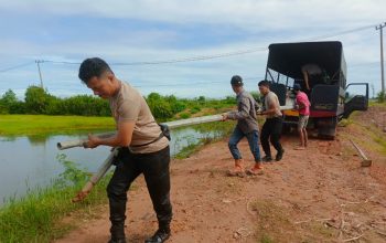 Brimob Kompi 2 Batalycon C Pelopor Bantu Bangun Tiang Listrik Untuk Warga Sejaro Sakti