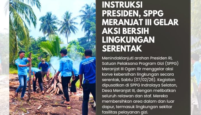 Instruksi Presiden, SPPG Meranjat III Ogan Ilir Gelar Aksi Bersih Lingkungan Serentak