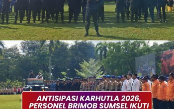 Antisipasi Karhutla 2026, Personel Brimob Sumsel Ikuti Apel Kesiapsiagaan Nasional di Griya Agung