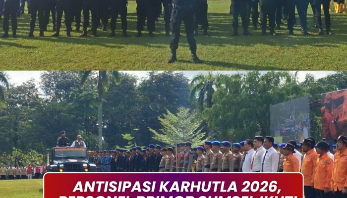 Antisipasi Karhutla 2026, Personel Brimob Sumsel Ikuti Apel Kesiapsiagaan Nasional di Griya Agung