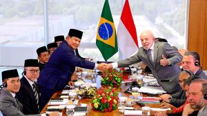Presiden RI Prabowo Subianto dan Presiden Brazil Luiz Inácio Lula da Silva
